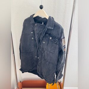 Free People Soft Black Beaded Patch Jacket｜L
